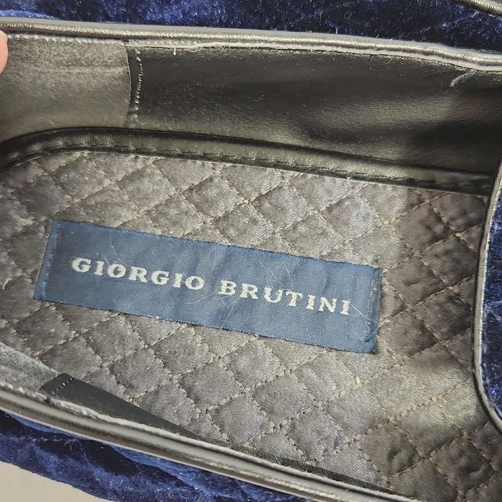 Giorgio Brutini “Chatwal” Navy Blue Diamond Stitched Velvet Slip On Loafer Shoes